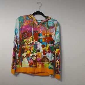 French postcards Graphic Hoodie, (about Mexico) Sz. Small, pre-owned good condit